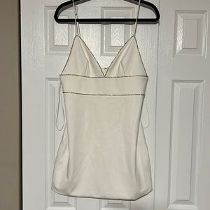 White dress with rhinestone detailing